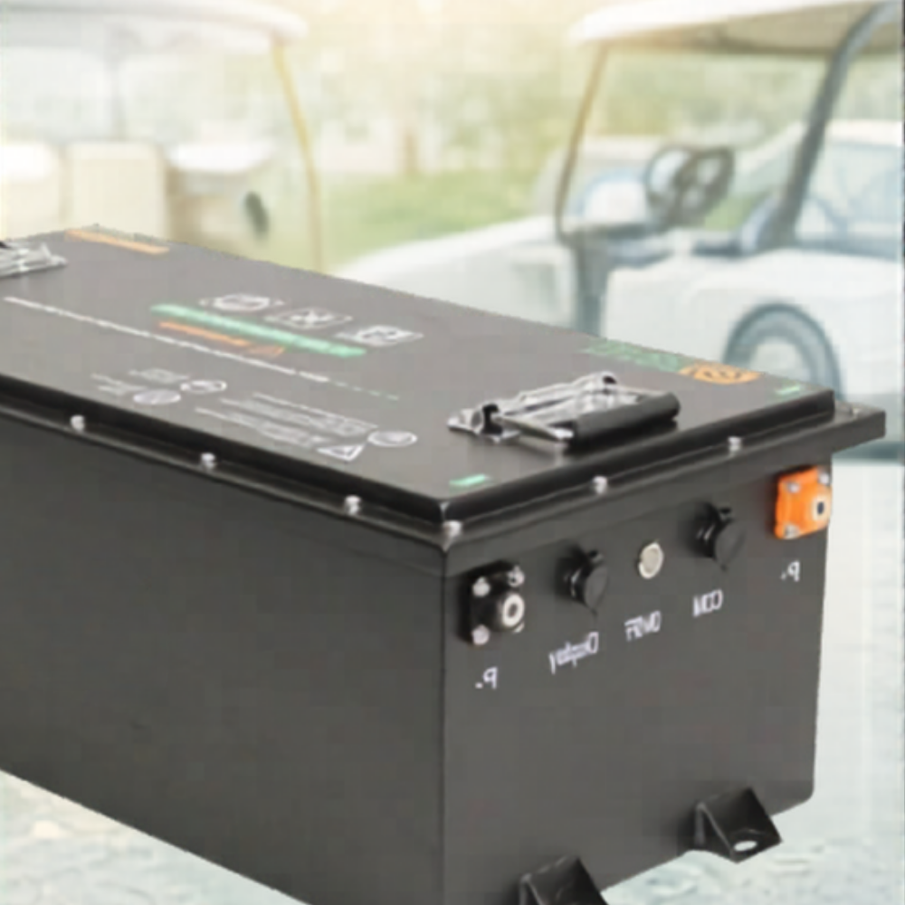 High-performance lithium golf cart battery with advanced BMS installed for improved lifespan and power