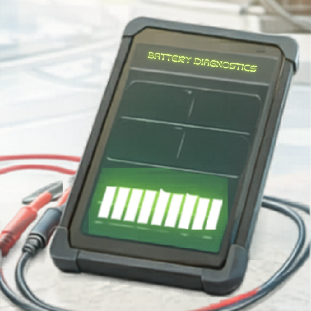 Battery diagnostic tool analyzing golf cart battery performance and charge levels