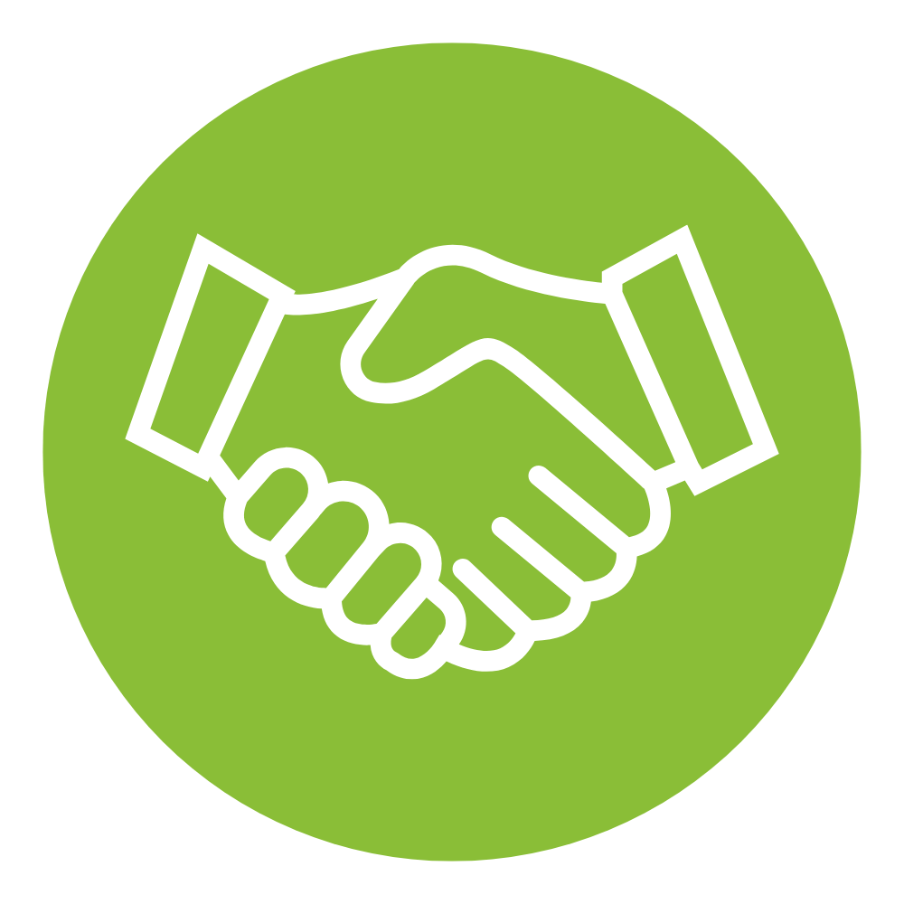 Golf cart dealership and repair shop partnership for battery diagnostics and service support green icon
