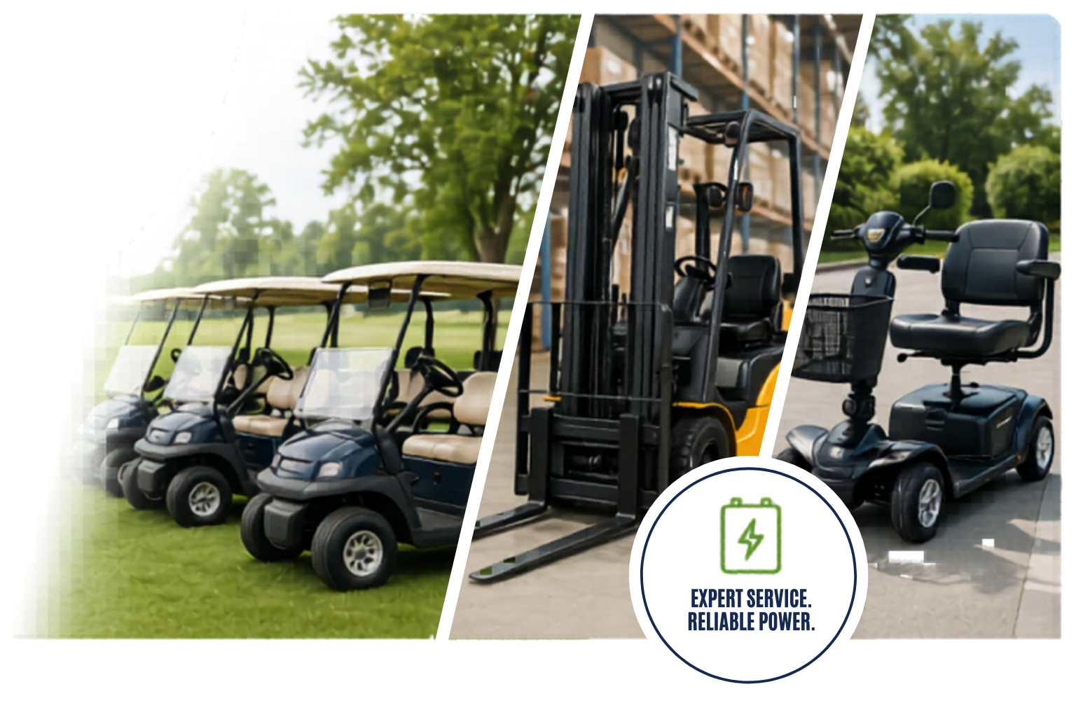 Golf cart fleet, forklift, and mobility scooter battery service and repair for commercial and business equipment